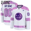 New York Islanders Dresy Personalizované Fanatics Hockey Fights Cancer Practice 2024-25 Bílý - Dětské